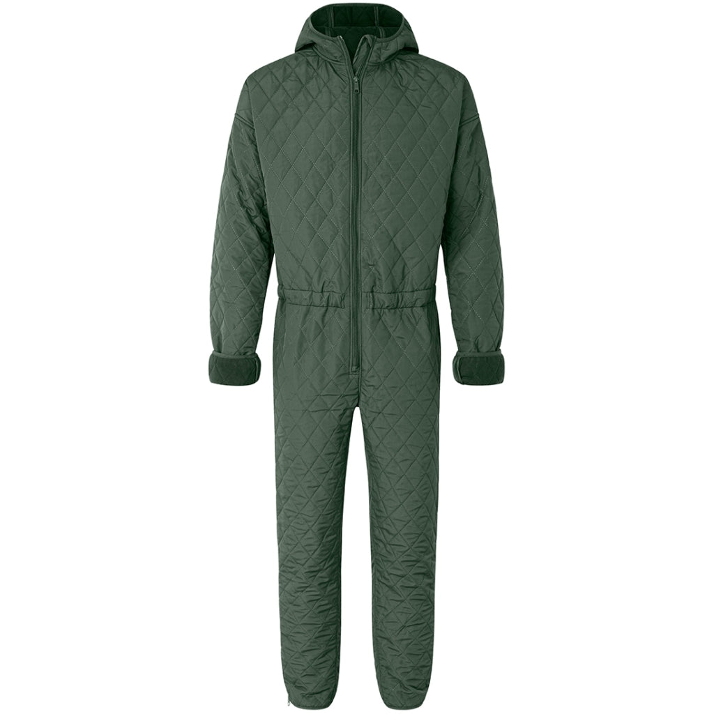 NORDBAEK Heldrakt NORDBAEK Rough Coast – vindtett heldrakt i quilt til herre, med resirkulert fleece Jumpsuit Green