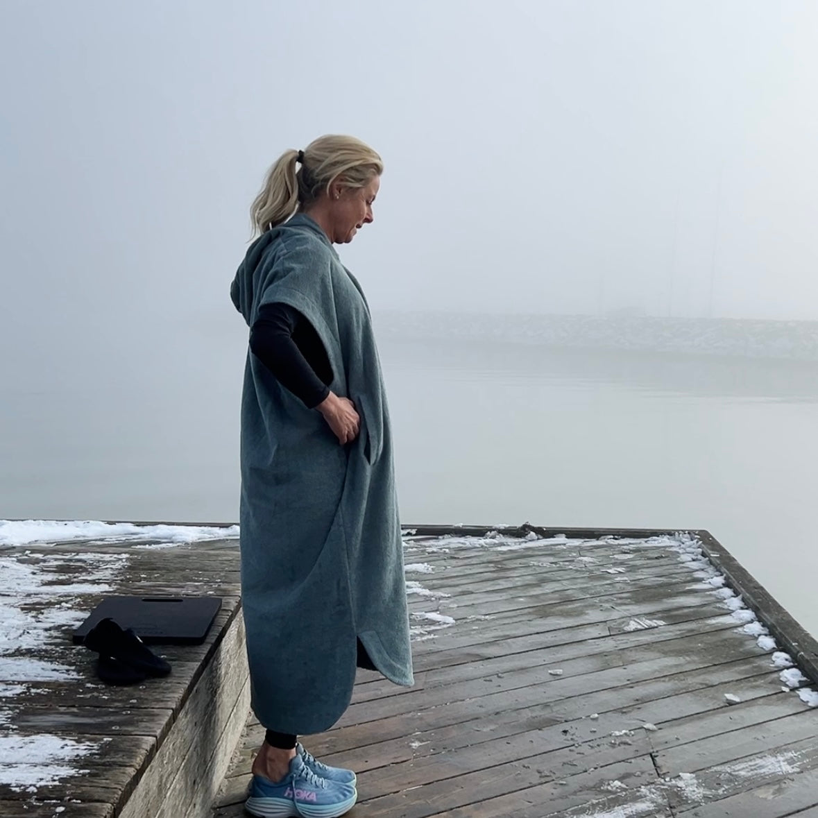 Badeponcho NORDBAEK Sun Dune - unisex med lommer og hette 100% bomull - Blush LONG