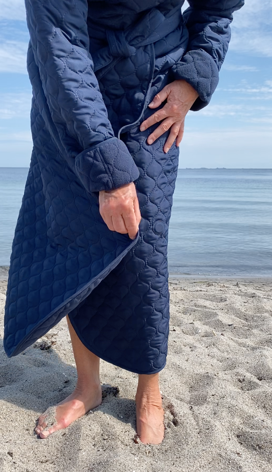 Badekåpe NORDBAEK Soft Breeze - dame vindtett oeko-tex bomull - Navy