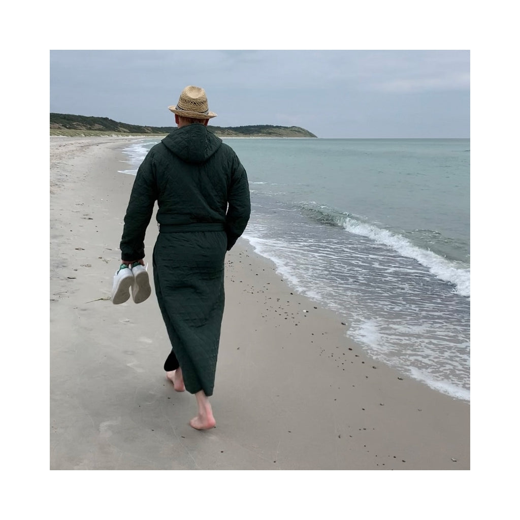 NORDBAEK Badekåpe NORDBAEK Long Beach - vindtett herrekåpe med 100% resirkulert fleece Bath robe Green