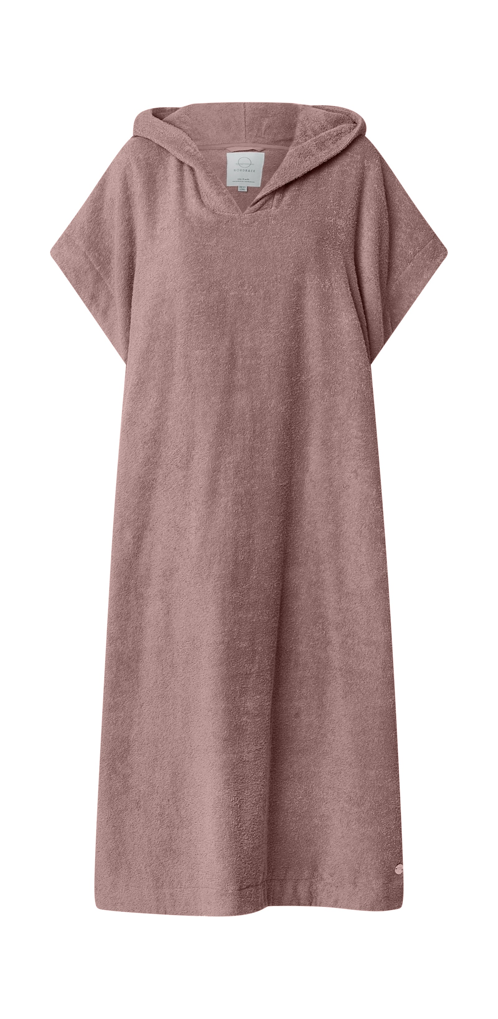 Badeponcho NORDBAEK Sun Dune - unisex med lommer og hette 100% bomull - Blush LONG